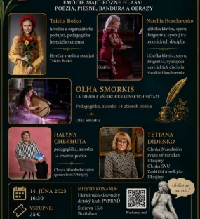 Medzi zvukom a svetlom. Poézia, pieseň, bandura a obrazy v komornom umeleckom večeri v centre Bratislavy.